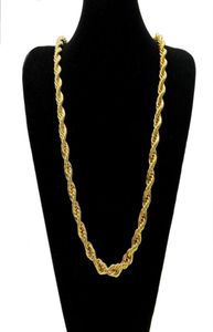 10mm Thick 76cm Long Rope ed Chain 24K Gold Plated Hip hop Heavy Necklace For mens256W8145270