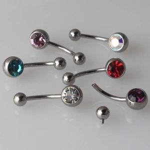 Halsband ASTM F136 TITANIUM 14G Internt gängad magknappringar Navel Bars Belly Rings Piercing Bod