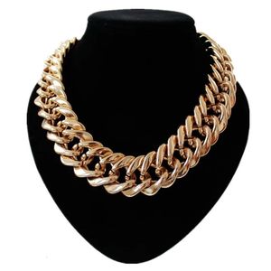 Fishsheep -uttalande Big Chunky Chain Choker Halsband för kvinnor Män Vintage Guld Färg Wide Collares Halsband Fashion Jewelry 231226