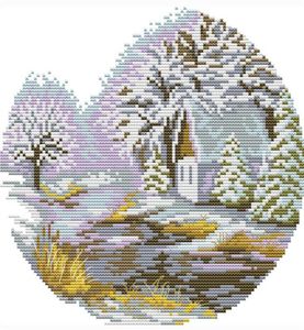 Kampanjmönster Cross Stitch Counted Fabric DIY broderi Kit Nybörjare Syvägg Hantverk Landskap Vintermålning Hem Dek2949890