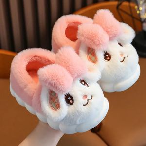 Cute Cartoon Rabbit Children's Plush Slippers Soft Non-Slip Winter Warm Baby Boys Girls Kids Indoor Home Thickened Shoes 231226