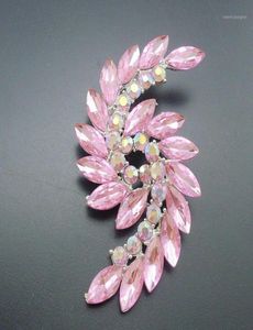 Pimler broş 1 adet zarif moda pembe kristal rhinestone gümüş kaplama ifadesi kadınlar için çift spiral pimler bh761619838183