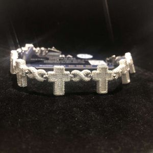 Bracciale cubano Mosonite Miami personalizzato Vvs d Color Bracciale cubano con croce di diamanti Mosonite Gioielli hip-hop di moda