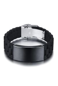 Customize Black ID Bracelets for Men Stainless Steel Silicone Bangle Casual Male Adjustable Jewelry3495779