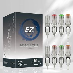 50 stycken värderade paketet EZ Revolution Tatuering Cartridge Needle Kit RL RS M1 M1C Blandade storlekar för tatueringsmaskinförsörjning 231225