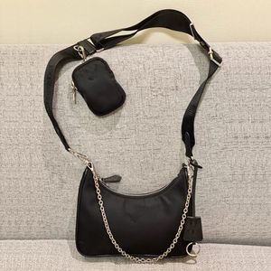 3 -delkvinnor Designers Väskor för Mens toppkvalitet Luxurys Handväska Black Bag Hobo Nylon Chain Lady Crossbody Shoulder Tote Fashion Clutch Bag