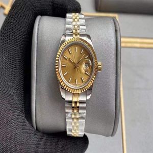 Piękna wysokiej jakości moda złota damska sukienka zegarek 28 mm mechaniczne automatyczne zegarki damskie Pasek ze stali nierdzewnej Bracel247o
