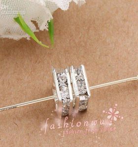 120pcslots Silver Plated Clear Rhinestone Square Spacers Beads 6mm For Jewelry Making Bracelet Necklace DIY Findings79893666498683