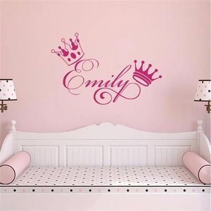 Stickers Girls Name Wall Decals Personalized Sticker Crown Baby Girl Nursery Decal Bedroom Removable Sweet Decoration Art Stickers S156 211