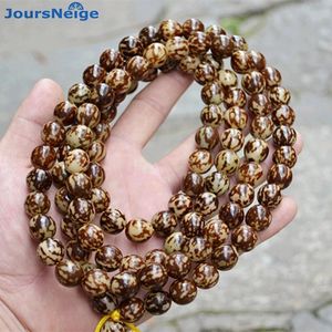 Bracelets joursneige pequenas flores tigre raízes Bodhi Bracelets 108 Buddh Miço Oração Japa Mala Rosary Wood Wood String Men Mulheres Pulseira Bracelete