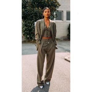 Striped Women's Suit Lapel Singlebreasted Sexy Lapel Jacket Vest Pants Business Work Travel Jacket 3piece Custom 231225