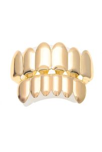 New Custom Fit 14k Gold Plated Hip Hop Teeth Grillz Caps Top Bottom Grill Set for Man4178206