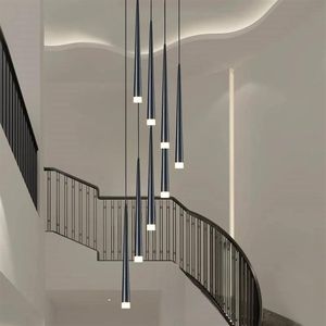 Led longo downlight pingente lâmpadas criatividade individual moderna sala de jantar lustre luz da escada cozinha lustres barra chandelie239i