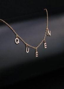 Colar com nome inicial espaçado, fios de charme, diamante personalizado com correntes para mulheres, letras suspensas iniciais de cristal, gargantilha joias Gif4258573