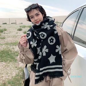 Scarves Winter Warm Scarf For Women Floral Pattern Shawl Wrap Soft Large Cashmere Blanket Designer Foulard Female Luxury