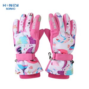 HONEYKING Kids Winter Ski Gloves Waterproof Warm Padded Mitten For Girls Boys Outdoor Skiing Cycling Windproof Snowboard 231225