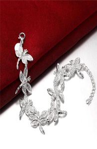 Sterling Silver Splated Eight Dragonfly Link Bransoletka GSSB121 Moda 925 Srebrna biżuteria bransoletki 7995160