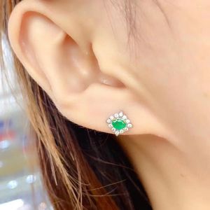 Stud Earrings The Gift For Engagement Emerald Earring Natural And Real 925 Sterling Silver Fine Jewelry Men Women