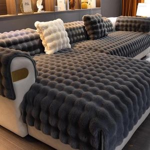 Stuhlhussen verdicken Plüsch-Sofabezug, modernes einfarbiges Handtuch, rutschfeste Couch-Schonbezüge für Wohnzimmer-Dekor