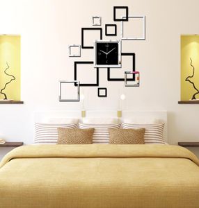 Novo design sala de estar novo relógio de parede 3d diy relógios decoração para casa horloge murale quartzo acrílico espelho stickers6414007