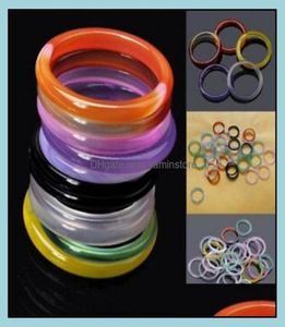 50100PCS Whole Ring Jewelry Lots Natural Agate Gemstone Mix Colorf Rings Drop Delivery 2021 Three Stone Rux174329242