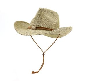 Boinas unissex ocidental cowboy chapéu de palha topo ao ar livre praia sol viseira para homens e mulheres retro verão widebrimmed jazz sunhat feriado6880175