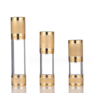Metal Vacuum Airless Bottle 10ml 15ml 30ml 50ml Portable Refillable Pump Dispenser Bottles For Skin Care Lotion Cosmetics Packaging Bottle Container