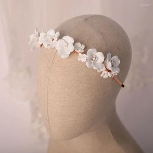 Copricapo Accessori per capelli fatti a mano alla moda con fiori da sposa Copricapo da sposa bianco grande-piccolo con corona per ragazza Tiarè per fidanzata