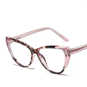 Solglasögon transparent vanlig spegel Kvinnor Män modern enkel lättvikt TR -glasögon Frame Trendy Cat Eye Anti Blue Light Glasses