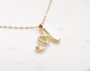 Tiny Swirl Initial Alphabet Letter Necklace All 26 English Gold AT Cursive Luxury Monogram Name Letters Word Chain Necklaces for 9522883