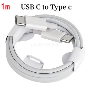 Cavo di ricarica rapida 1M 3FT USB C a tipo c PD Caricabatterie Cavi per Samsung Galaxy S22 S23 S24 Utral Huawei Xiaomi Htc lg M1 IP Filo bianco