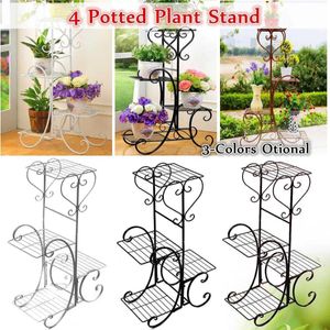 Pots 4 Tier Simple Metal Plant Stand Display Shelf Holder Home Indoor Outdoors Office Decor Garden Balcony Flower Pot Storage Rack 2106