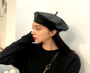 British pu leather net red sail color beret berets hats caps GSBL025 Fashion Casual autumn and winter painter hat allmatch4309081