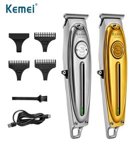 Kemei Professional Hair Clipper All Metal Men Electric Cordless Trimmer 0mm Baldheaded T Blade Finish Cut Machine 1949 2112291458686