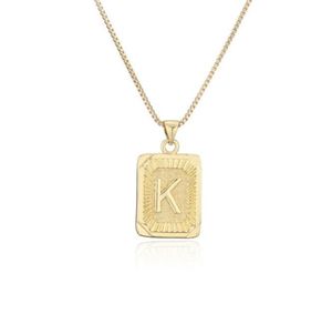 Ny Copper Plated Real Gold Hip Hop Necklace Square 26 Engelska Capital Letters Pendant Cast på båda sidor18650419349870