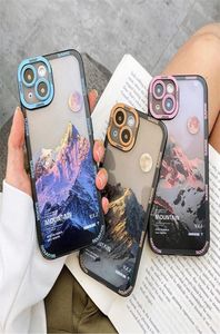 Modedesigner retro solnedgång moln snö bergsfall för iPhone 14 13 pro 11 12pro max xr xs max 7 8 plus x lins skydd SH6949415