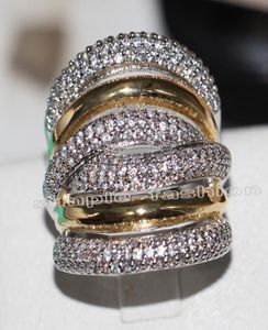 Fashion Jewelry Classic 236pcs Gem 5A Zircon stone 14KT White Yellow Gold Filled Engagement Wedding Band Ring Set Sz 5118887136