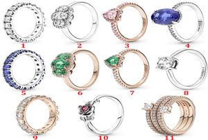 2021 Pierścień Bożego Narodzenia 925 Srebro Srebrny Sparling Row Pierścienie dla kobiet Trzy kamienne vintage Vinta Solitaire Ring ANI5042619