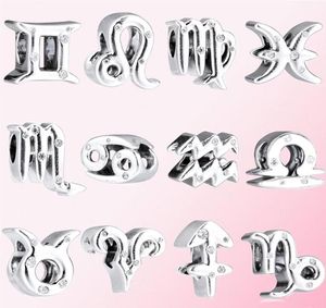 Memnon Jewelry 925 Sterling Silver Charm Winter Sparkling Twelve Zodiac Series Charms Beads Fit P Style Bracelets DIY for Women Gift3727683