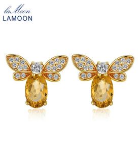 LAMOON BEE 5X7MM 1CT 100 Natural Citrine 925 Sterlingsilverjewelry Stud Earring S925 LMEI041 Y18929054291933