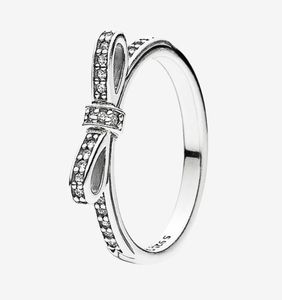 Klarer CZ-Diamant-Ring mit klassischer Schleife für Damen und Mädchen, Sommerschmuck für echte Ringe aus 925er-Sterlingsilber mit Originalverpackung 7284012