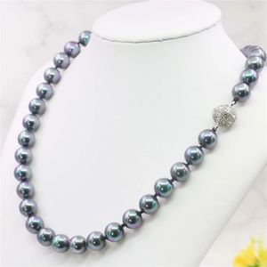 10 mm schöne schwarze Südsee-Muschelperlen-Halskette, natürlicher Edelstein für Frauen, DIY-Schmuckherstellung, handgefertigte Ornamente, 45,7 cm, AAAxu51 231225