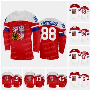 Team Czech Republic 2022 Hockey Jersey 88 David Pastrnak 46 David Krejci 13 Jakub Vrana 19 Tomas Hertl 17 Filip Hronek 34 Petr Mrazek 6 Mich