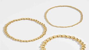 18k contas cheias de ouro empilhando pulseiras clipe de papel corrente pulseira frisada stretch bracelet1990036