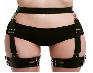 Uyee 100 artesanal sexy couro do plutônio arnês corpo bondage rave perna ligas cinto de cintura punk suspensórios cinta para bdsm feminino lp0549933936