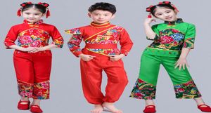 Çin Halk Dans Kostüm Kızları Yangko Kıyafetleri Modern Drum Dans Performans Giyim Fan Dans Kıyafetleri Yeni Yıl Hanfu Suit5816853