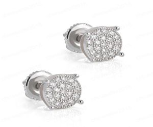 925 Silver Hip Hop Iced Out Studörhängen för män Kvinnor Bling Zircon CZ Gemstone Silver Earring Hiphop Rapper Jewelry Gift4771143