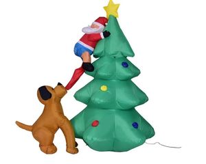 Dekorasyonlar, komik Noel Baba Köpek Partisi Tatil ile Işık Şişirilebilir Noel Ağacı Kapalı Açık Parlayan Noel Dekor Çim Yar.