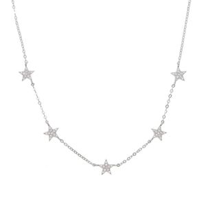 925 Sterling Silver Star Necklace Micro Pave CZ CZ Söt stjärn Charm delikat minimal fin silverkedja choker charmig halsband278j