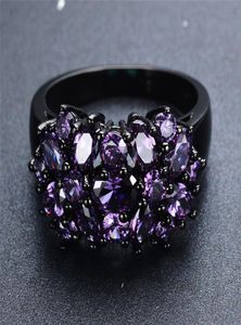 Liten Oval Purple Crystal Zircon Star Flower Rings for Women Men Vintage Black Gold Multicolor Stone Ring Female Wedding Jewelry4278833